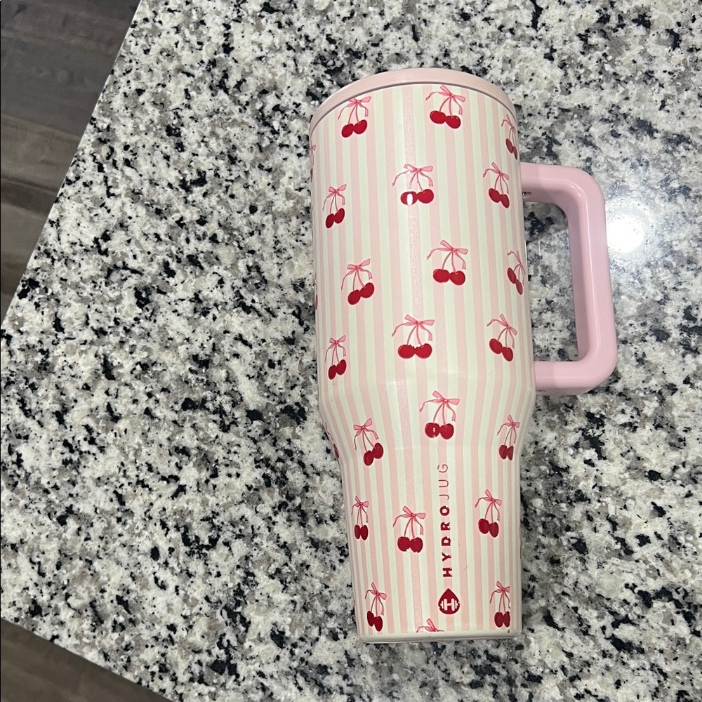 HydroJug Cherry Striped Tumbler - Pink and Cream